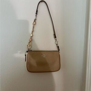 Coach Tan Pebbled Leather Crossbody with Heart-Link Strap